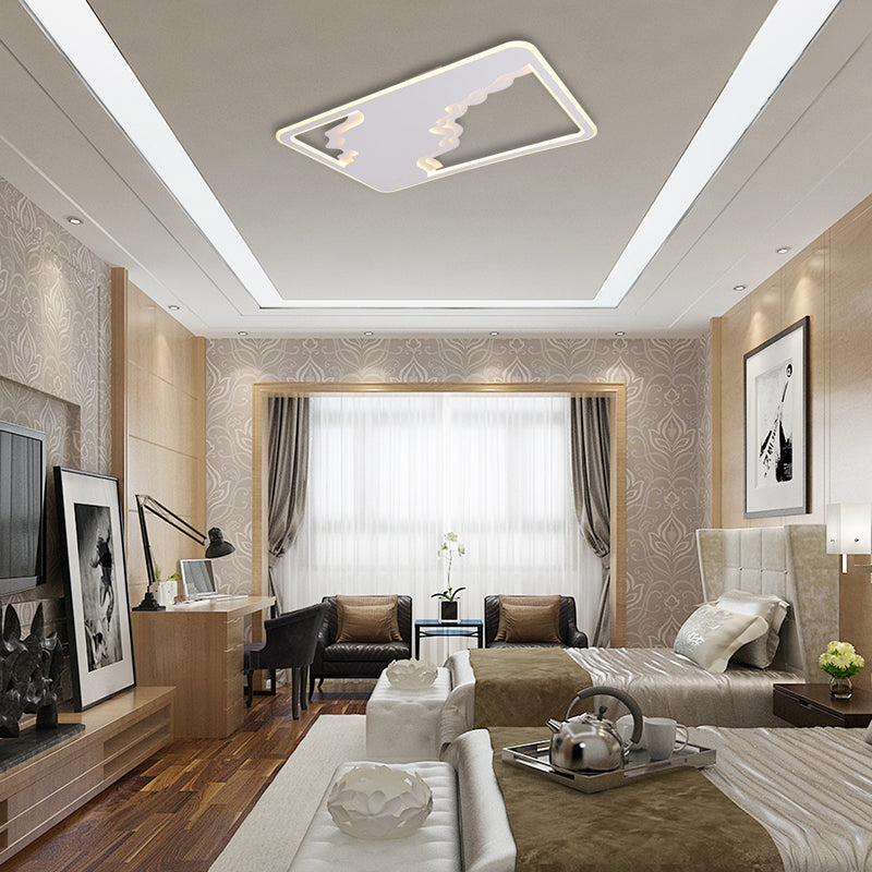 Modern LED White Flush Mount Ceiling Light, Ultra Thin Design, 19"/35.5" Wide