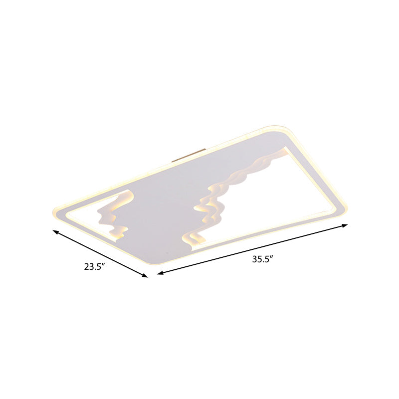 Modern LED White Flush Mount Ceiling Light, Ultra Thin Design, 19"/35.5" Wide