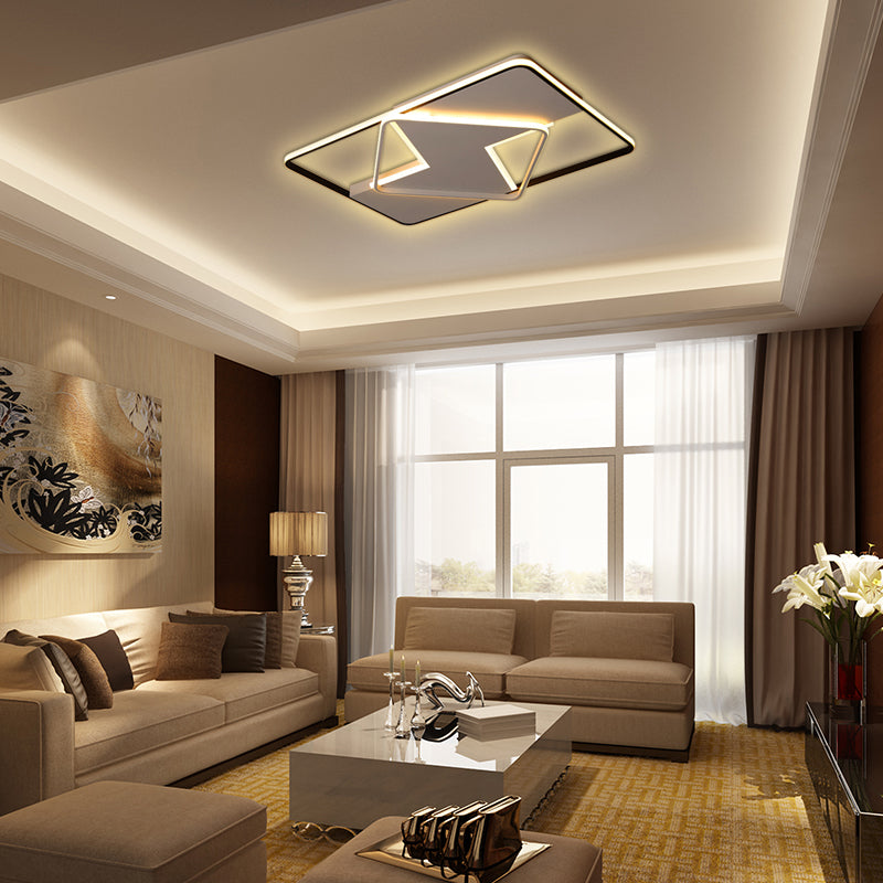 Modern Minimalist LED Ceiling Flush Light in Black/White - 16"/19.5"/23.5"/35.5" W
