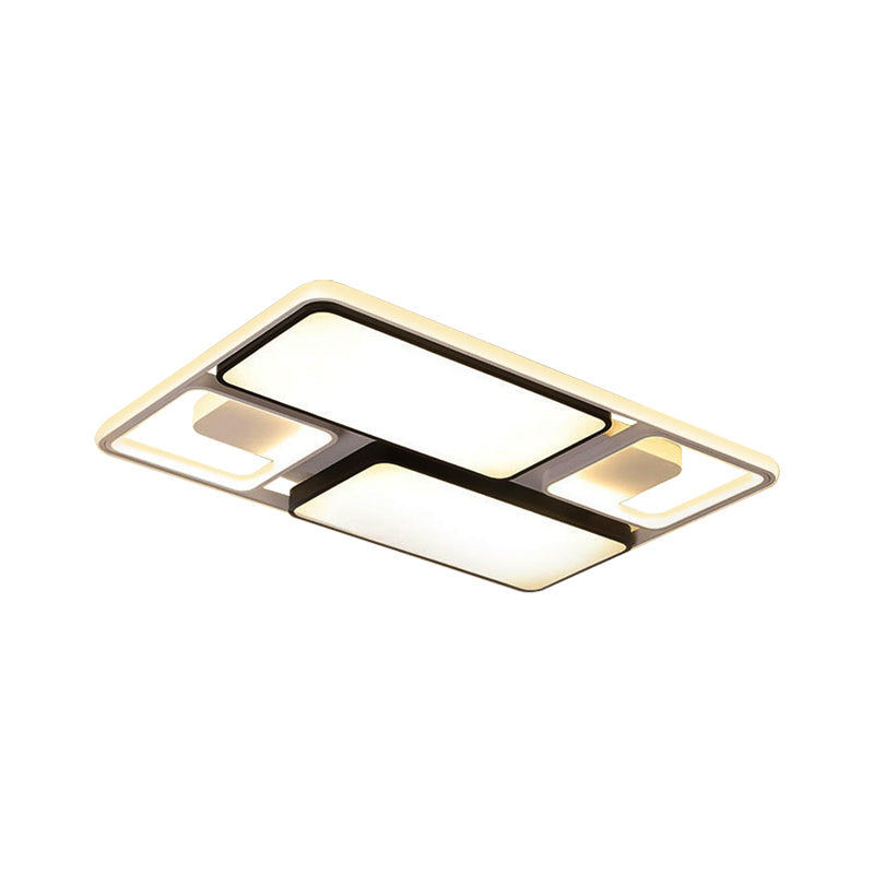 Contemporary LED Flush Mount Ceiling Light in Black/White, 19.5"/45" Wide