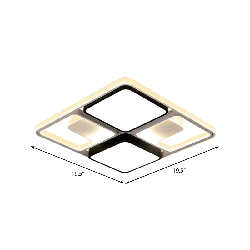 Contemporary LED Flush Mount Ceiling Light in Black/White, 19.5"/45" Wide