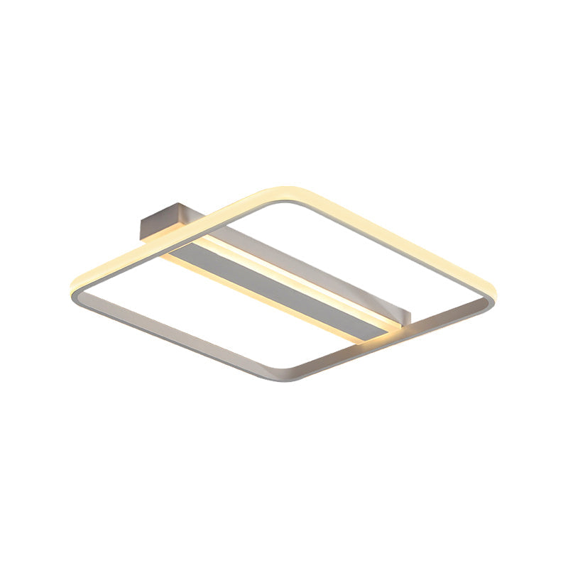 Squared Flushmount Metal LED Ceiling Light – Minimalist, Warm/White