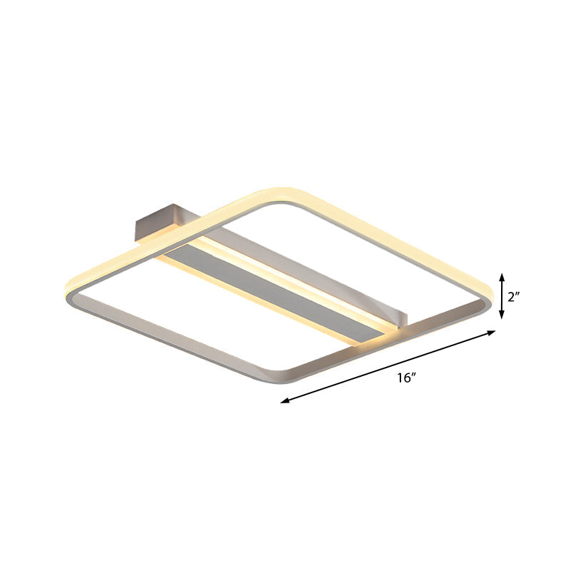 Squared Flushmount Metal LED Ceiling Light – Minimalist, Warm/White