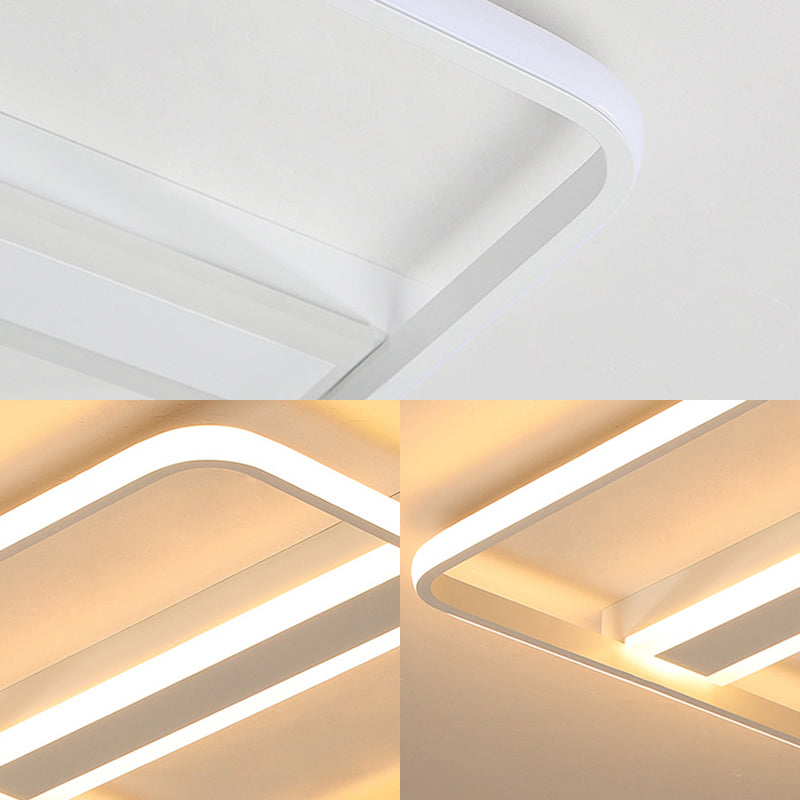 Squared Flushmount Metal LED Ceiling Light – Minimalist, Warm/White