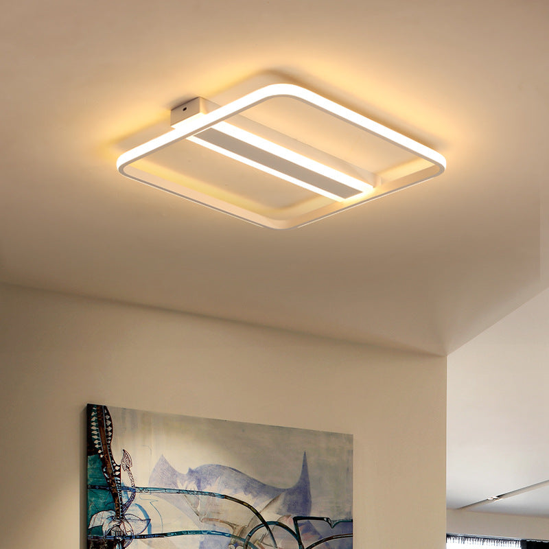Squared Flushmount Metal LED Ceiling Light – Minimalist, Warm/White