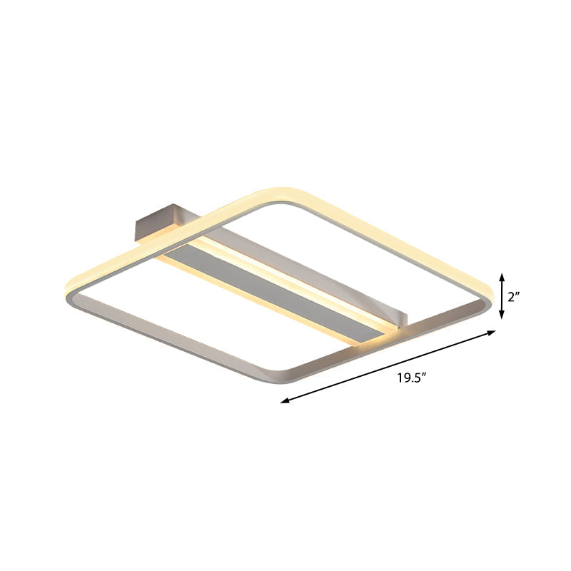 Squared Flushmount Metal LED Ceiling Light – Minimalist, Warm/White