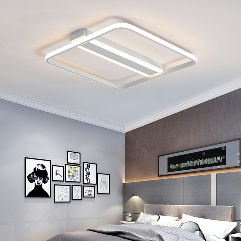 Squared Flushmount Metal LED Ceiling Light – Minimalist, Warm/White