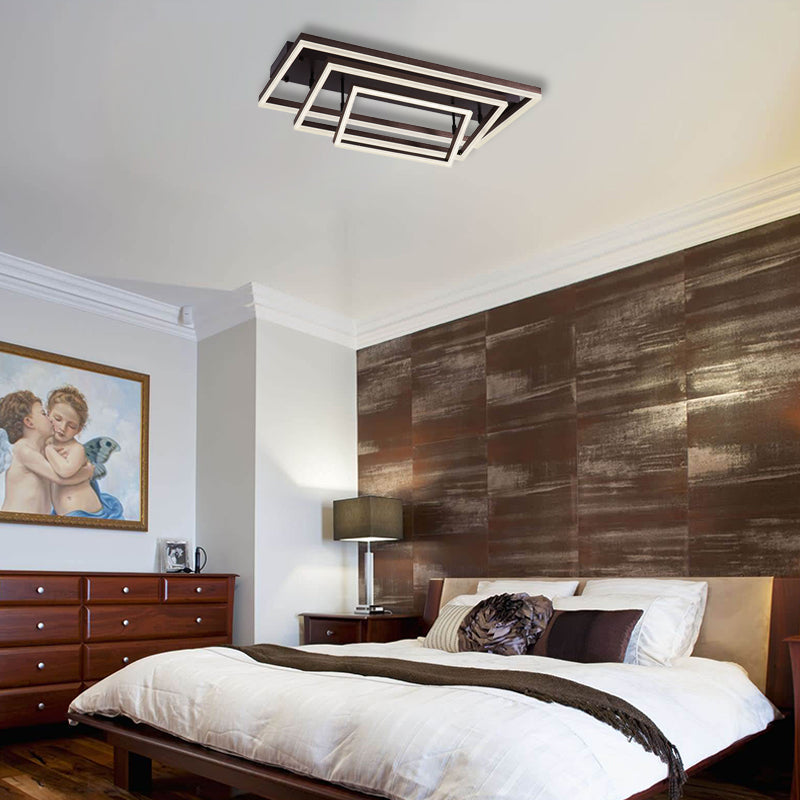 Modern Metallic Brown Semi Flush Mount Light in Warm/White/Neutral Tones