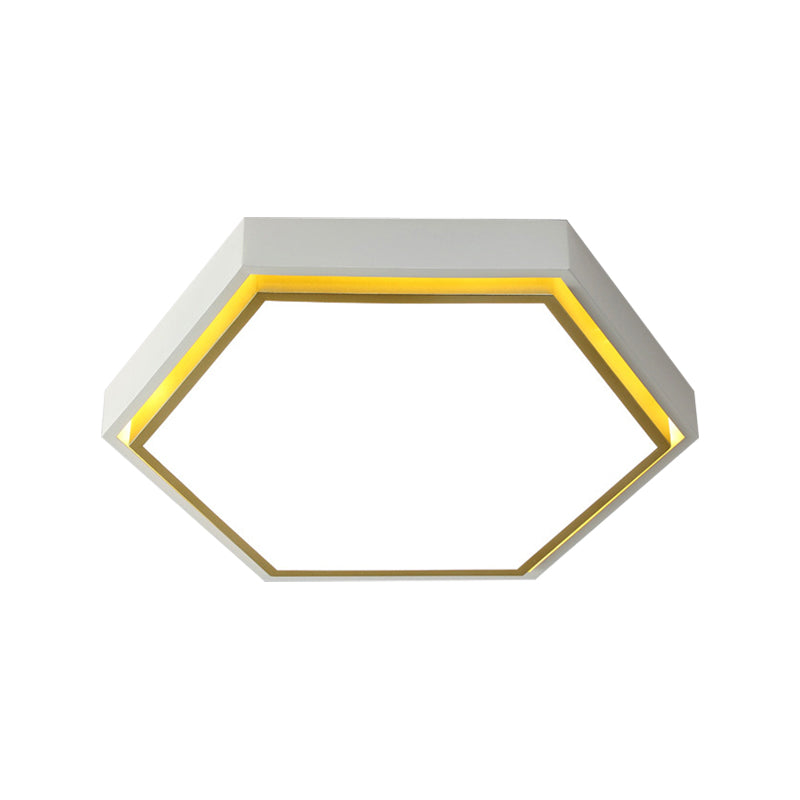 Plafonnier LED en métal à encastrer Nordic Hexagon - Noir/Vert/Gris/Blanc, 16"/19,5" de large, abat-jour en acrylique givré