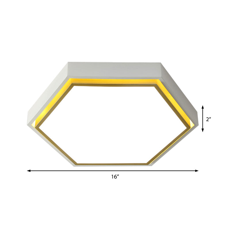 Plafonnier LED en métal à encastrer Nordic Hexagon - Noir/Vert/Gris/Blanc, 16"/19,5" de large, abat-jour en acrylique givré