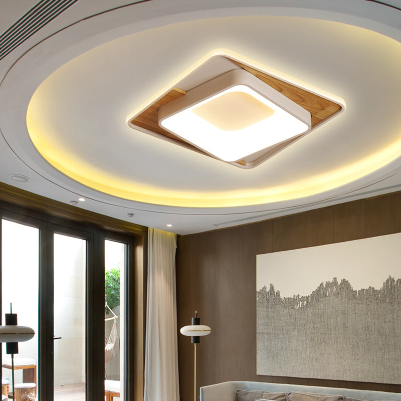 Sleek White Acrylic LED Ceiling Lamp for Bedroom Foyer - Modern Flush Mount