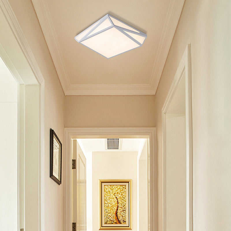 Modern Style LED Ceiling Fixture - White Rectangle Ceiling Mount Light for Office & Restaurant Use