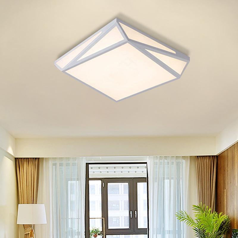 Modern Style LED Ceiling Fixture - White Rectangle Ceiling Mount Light for Office & Restaurant Use