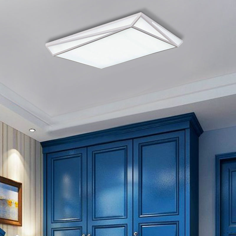 Modern Style LED Ceiling Fixture - White Rectangle Ceiling Mount Light for Office & Restaurant Use