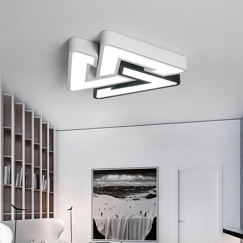 Modern LED Ceiling Lamp: Acrylic Triangle Design in Black & White