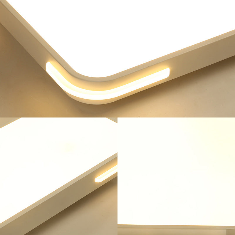 Plafonnier LED moderne en acrylique mince - Blanc, montage encastré rectangulaire de qualité hôtelière