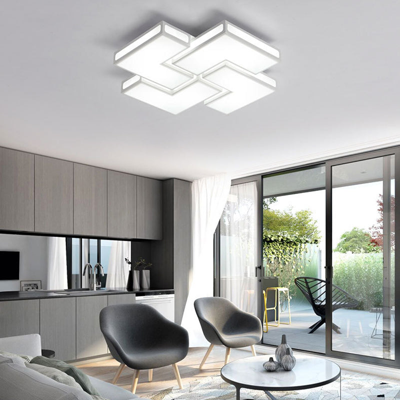 Contemporary Acrylic LED Flushmount for Adult Bedroom in White/Black