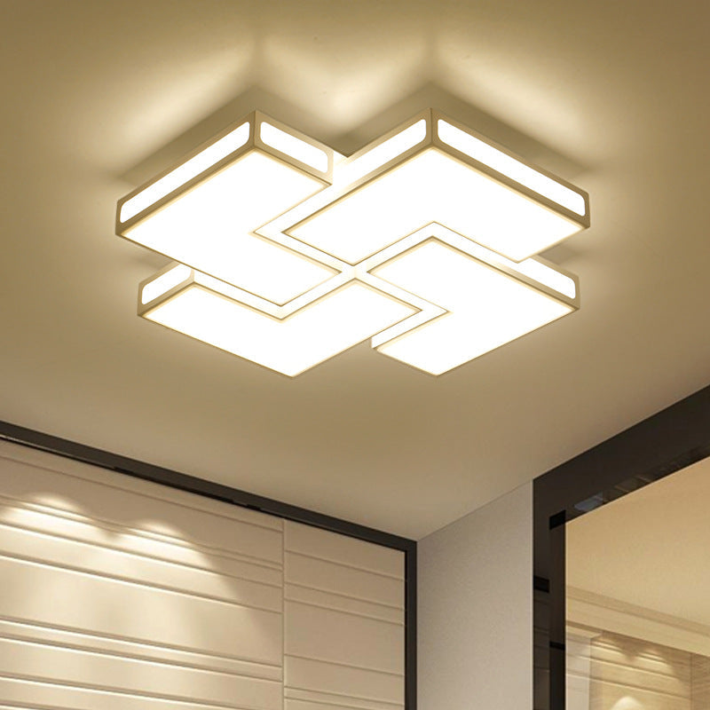 Contemporary Acrylic LED Flushmount for Adult Bedroom in White/Black