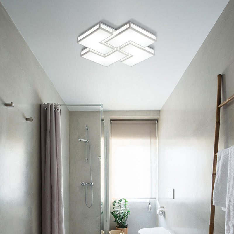 Contemporary Acrylic LED Flushmount for Adult Bedroom in White/Black