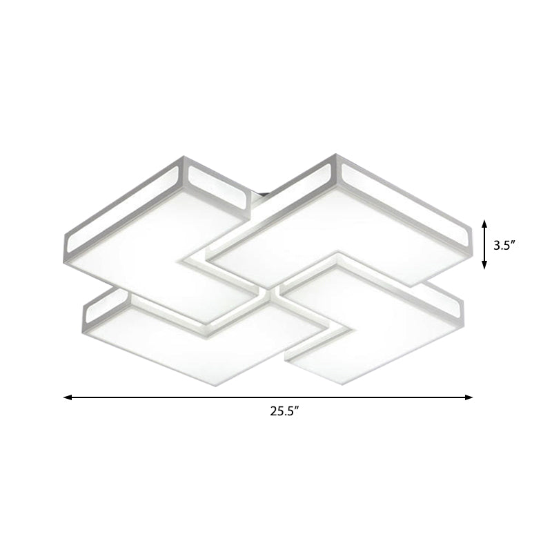 Contemporary Acrylic LED Flushmount for Adult Bedroom in White/Black