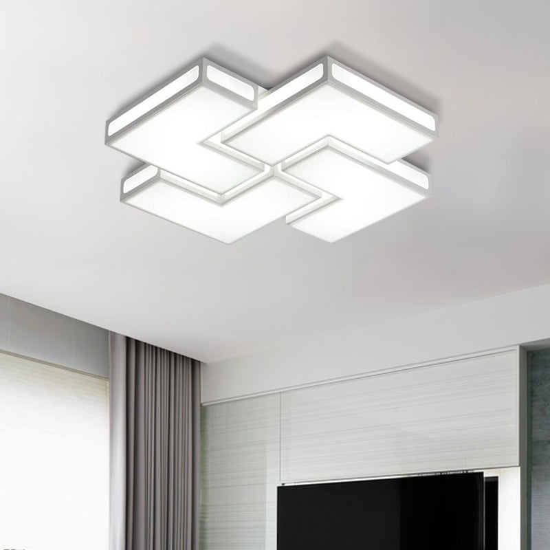 Contemporary Acrylic LED Flushmount for Adult Bedroom in White/Black