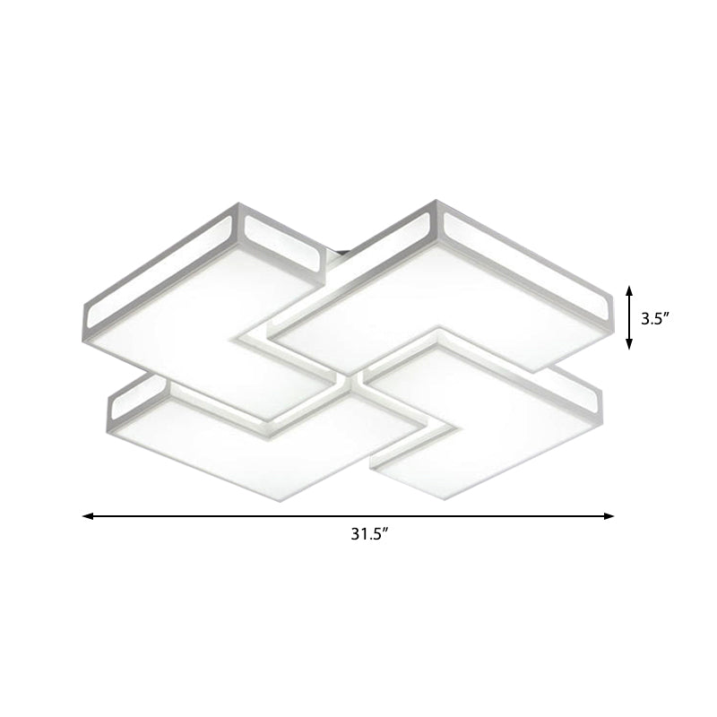 Contemporary Acrylic LED Flushmount for Adult Bedroom in White/Black