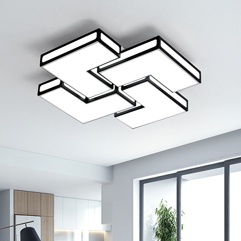 Contemporary Acrylic LED Flushmount for Adult Bedroom in White/Black
