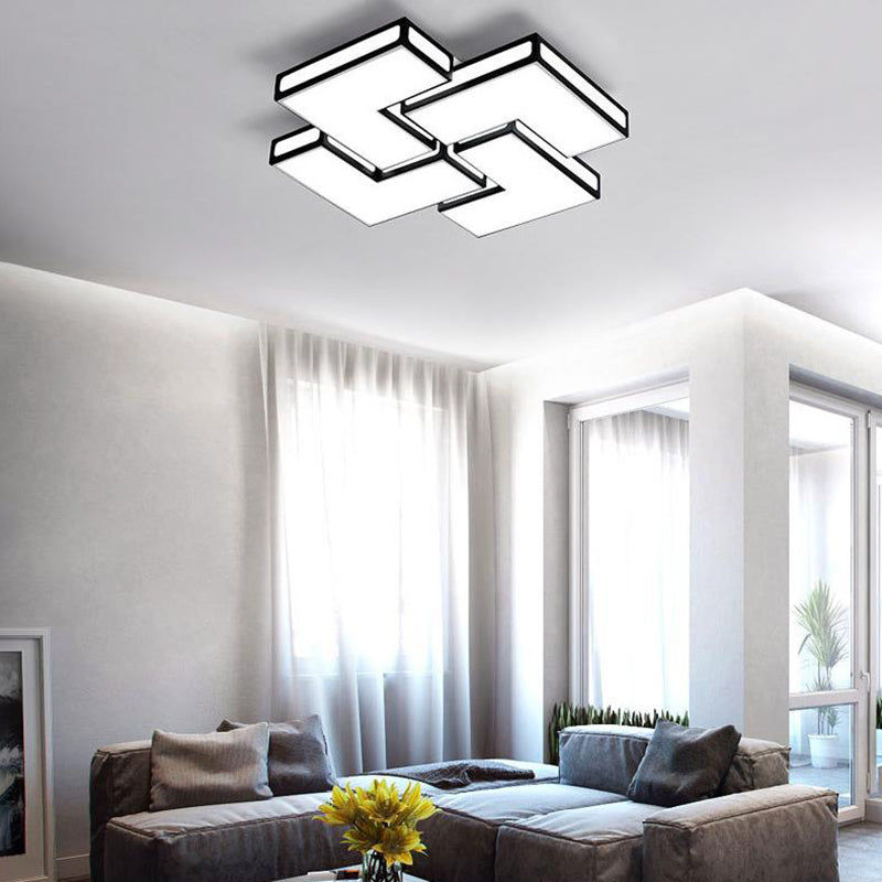 Contemporary Acrylic LED Flushmount for Adult Bedroom in White/Black