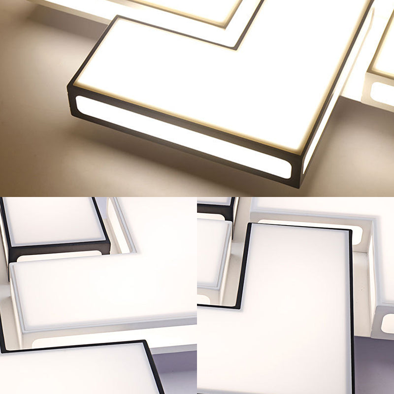 Contemporary Acrylic LED Flushmount for Adult Bedroom in White/Black