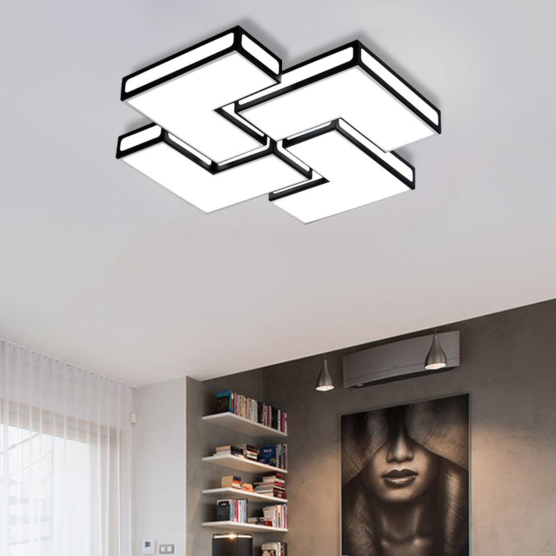Contemporary Acrylic LED Flushmount for Adult Bedroom in White/Black
