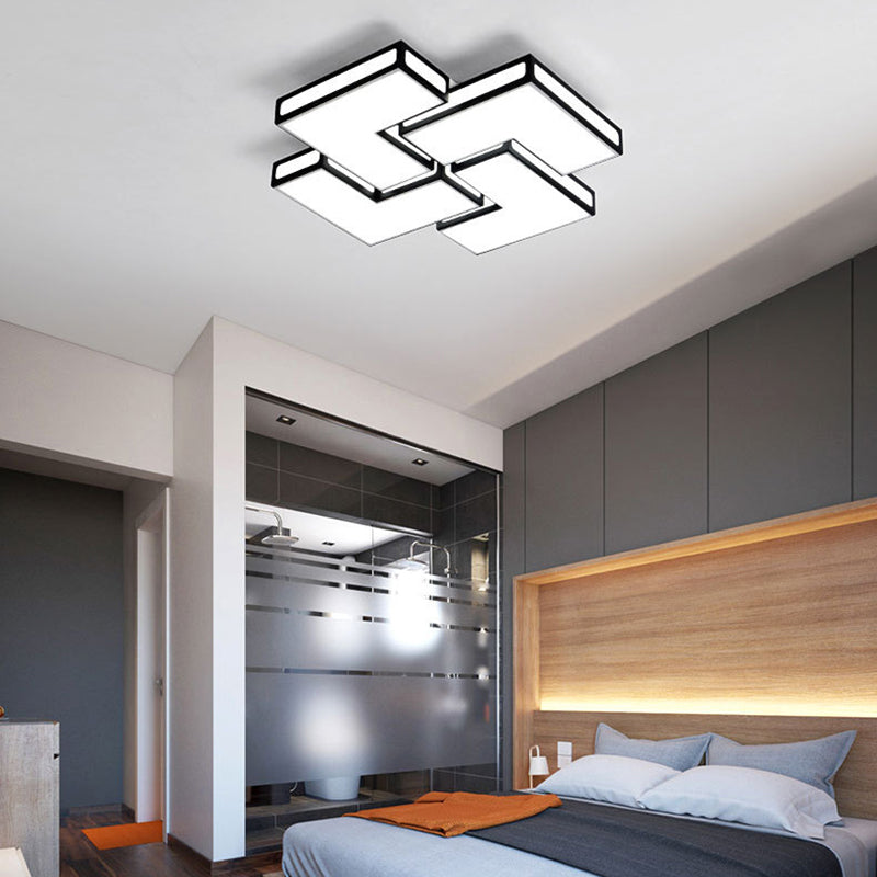 Contemporary Acrylic LED Flushmount for Adult Bedroom in White/Black