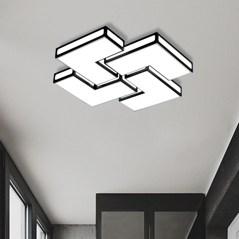 Contemporary Acrylic LED Flushmount for Adult Bedroom in White/Black