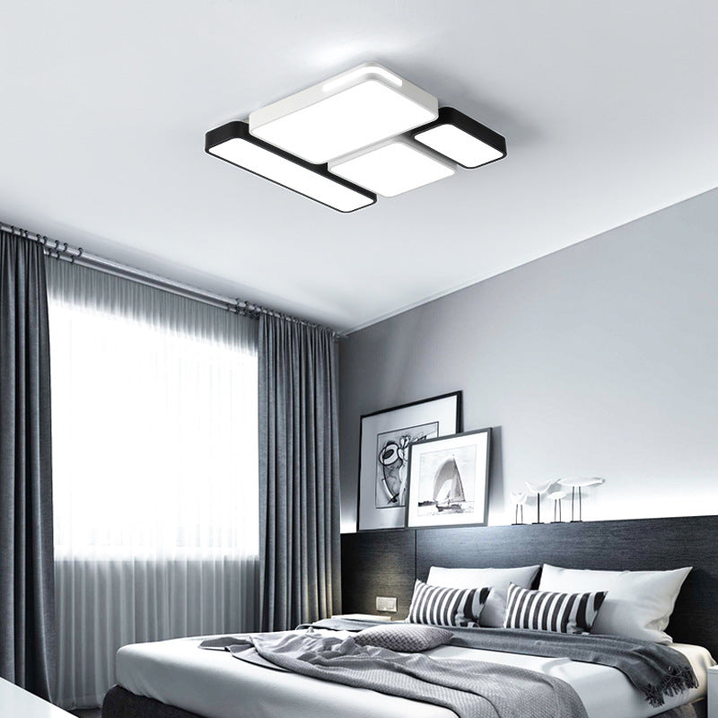 Sleek Rectangular LED Ceiling Light - Acrylic, Slim Design in Black/White, Ideal for Study Room