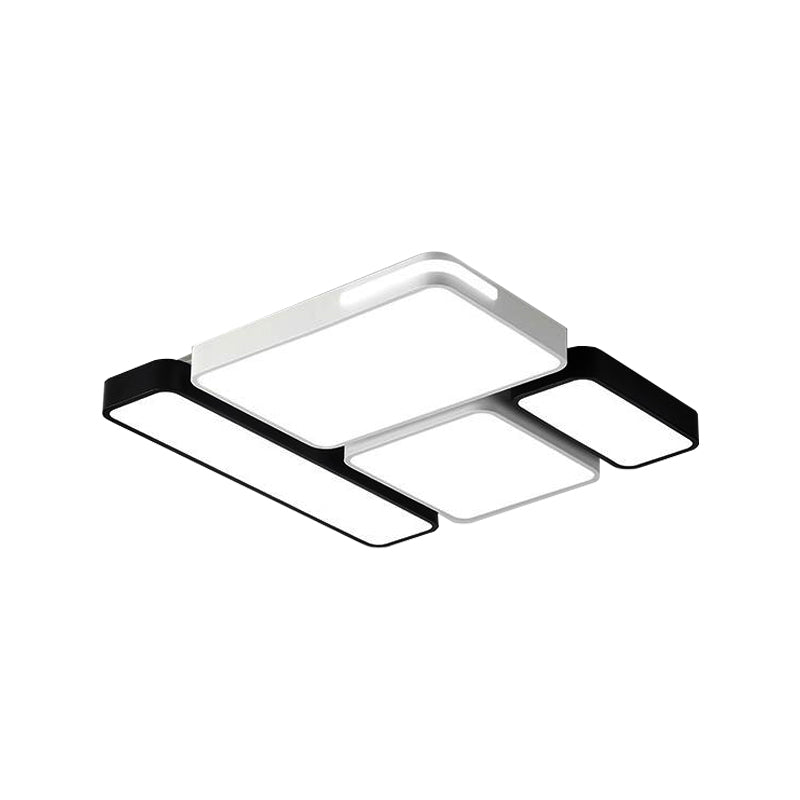 Sleek Rectangular LED Ceiling Light - Acrylic, Slim Design in Black/White, Ideal for Study Room