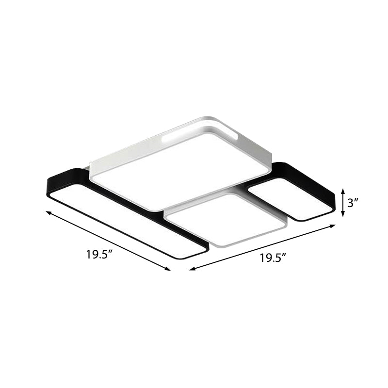 Sleek Rectangular LED Ceiling Light - Acrylic, Slim Design in Black/White, Ideal for Study Room