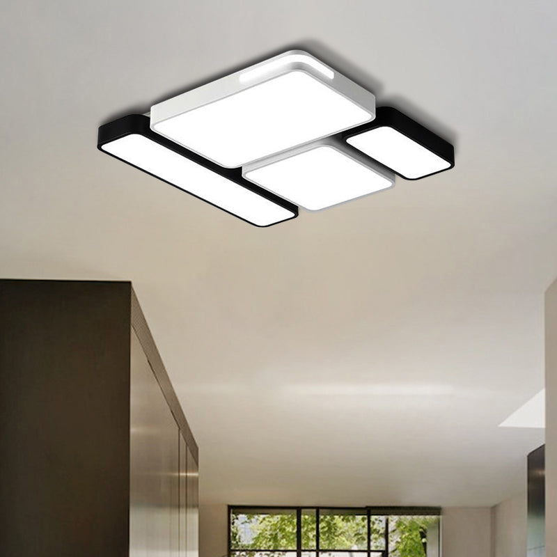 Sleek Rectangular LED Ceiling Light - Acrylic, Slim Design in Black/White, Ideal for Study Room