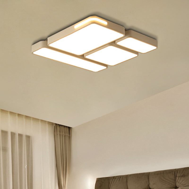 Sleek Rectangular LED Ceiling Light - Acrylic, Slim Design in Black/White, Ideal for Study Room