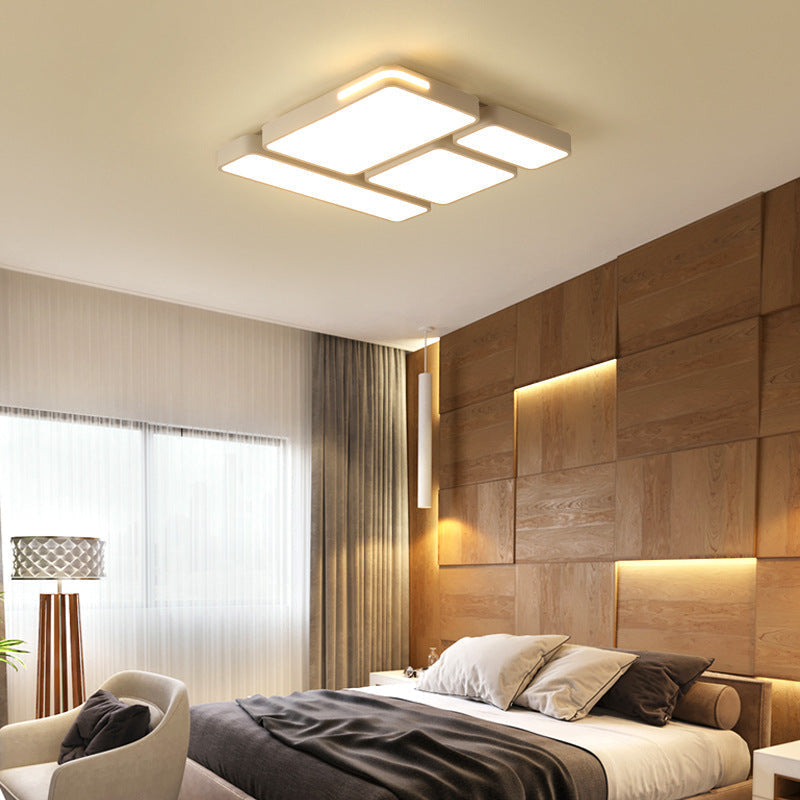 Sleek Rectangular LED Ceiling Light - Acrylic, Slim Design in Black/White, Ideal for Study Room