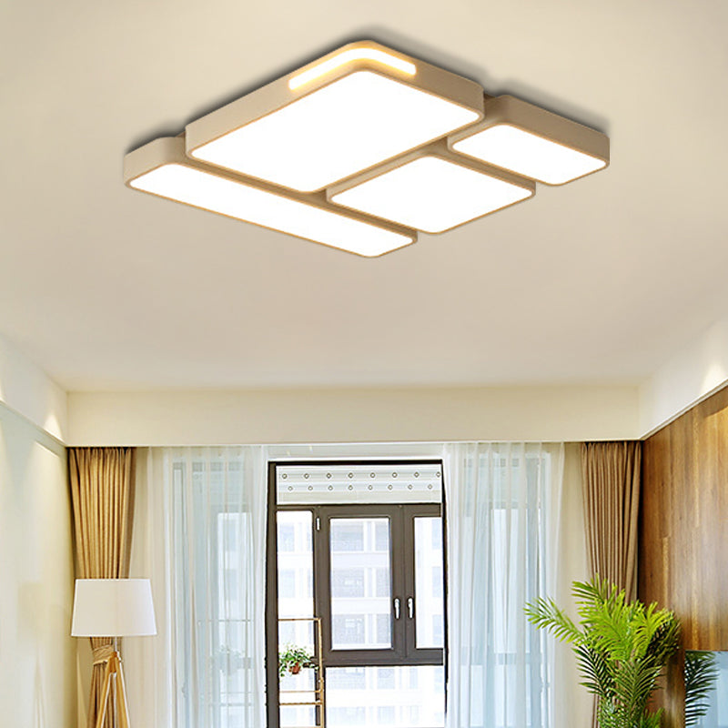 Sleek Rectangular LED Ceiling Light - Acrylic, Slim Design in Black/White, Ideal for Study Room