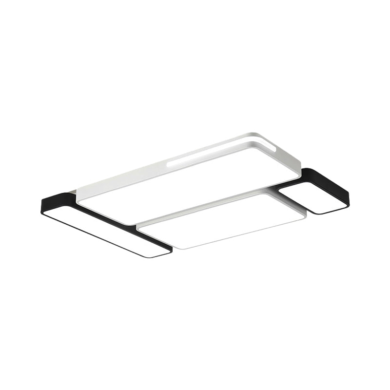 Sleek Rectangular LED Ceiling Light - Acrylic, Slim Design in Black/White, Ideal for Study Room