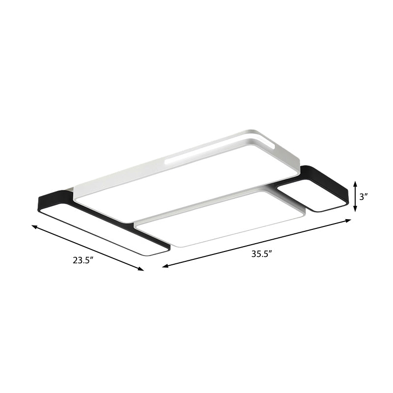 Sleek Rectangular LED Ceiling Light - Acrylic, Slim Design in Black/White, Ideal for Study Room