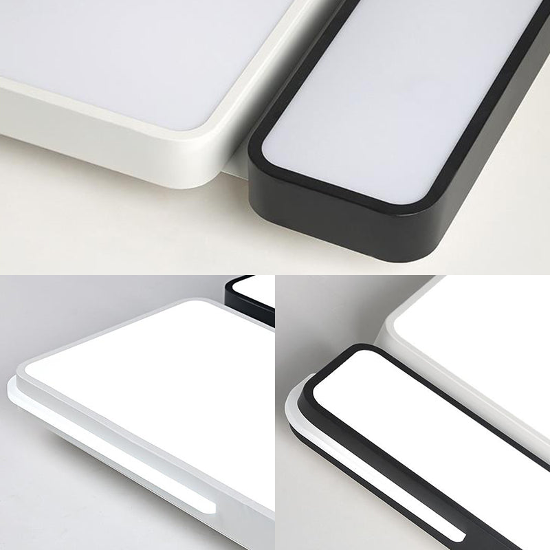 Sleek Rectangular LED Ceiling Light - Acrylic, Slim Design in Black/White, Ideal for Study Room