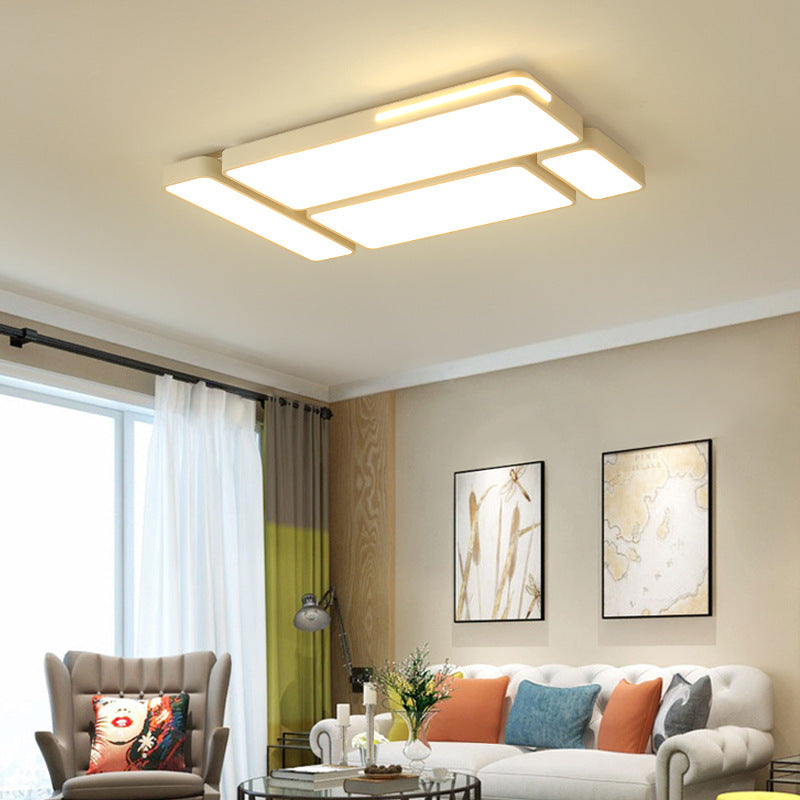 Sleek Rectangular LED Ceiling Light - Acrylic, Slim Design in Black/White, Ideal for Study Room