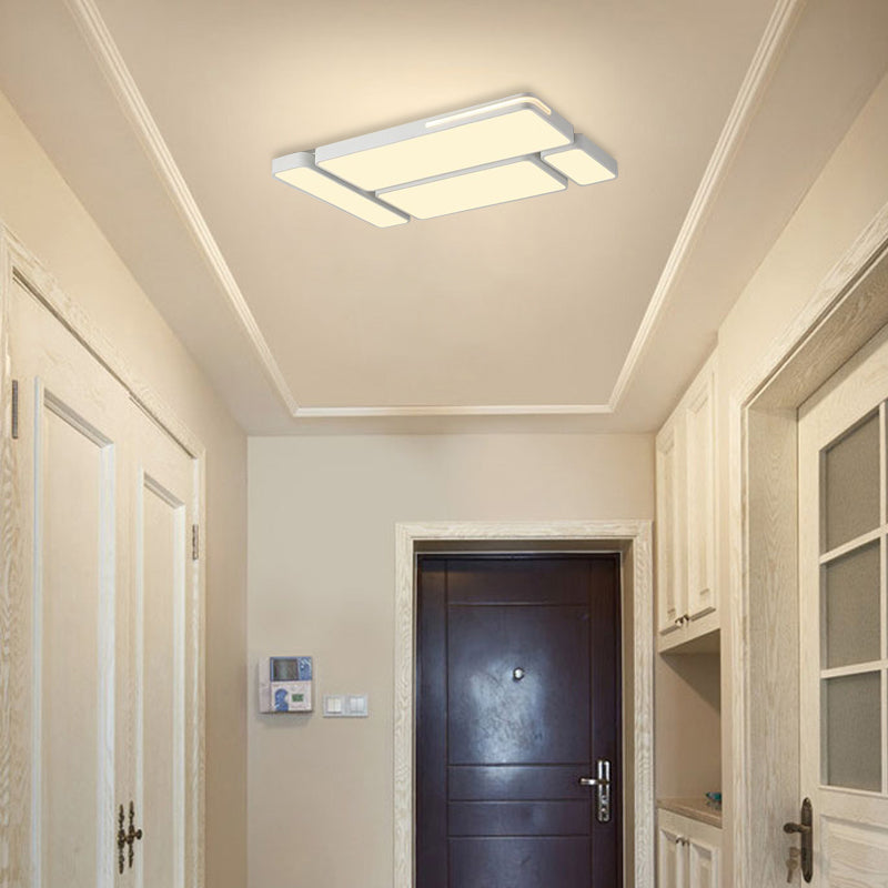 Sleek Rectangular LED Ceiling Light - Acrylic, Slim Design in Black/White, Ideal for Study Room