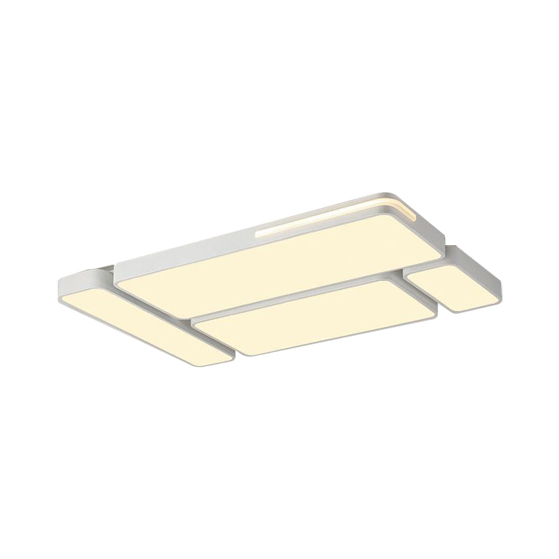 Sleek Rectangular LED Ceiling Light - Acrylic, Slim Design in Black/White, Ideal for Study Room