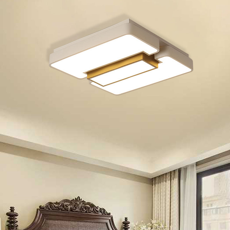 Modern White Flush Mount Led Ceiling Lamp For Warm/White Lighting In Living Room / 23.5