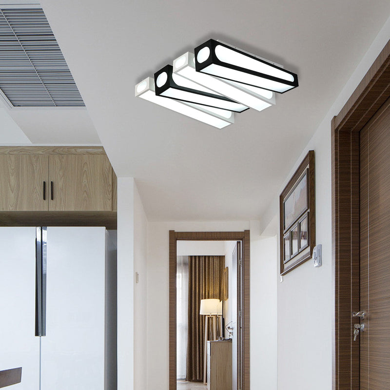 Contemporary LED Linear Flush Mount Ceiling Light in Black and White for Foyer