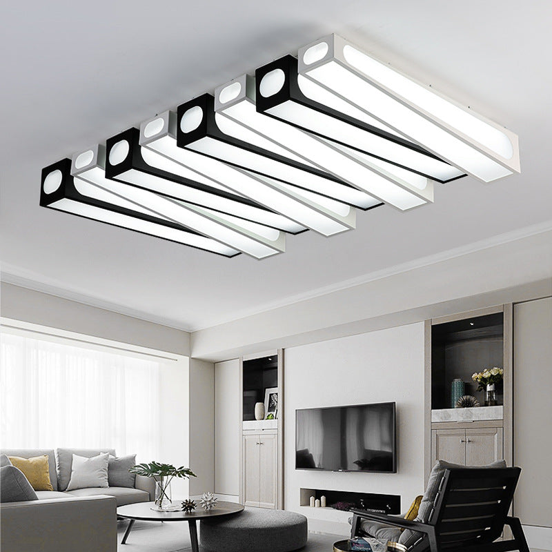 Contemporary LED Linear Flush Mount Ceiling Light in Black and White for Foyer