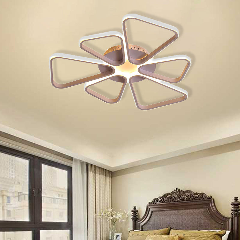 Floral Shape Acrylic LED Ceiling Light in Simple Brown/White for Child Room - Warm/White Lighting - Flush Mount