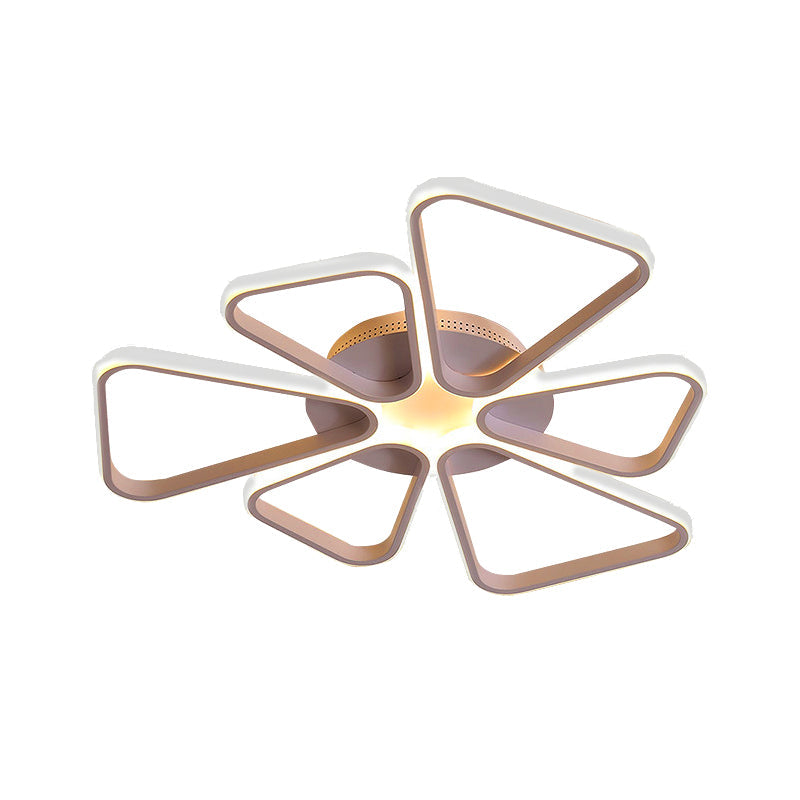 Floral Shape Acrylic LED Ceiling Light in Simple Brown/White for Child Room - Warm/White Lighting - Flush Mount